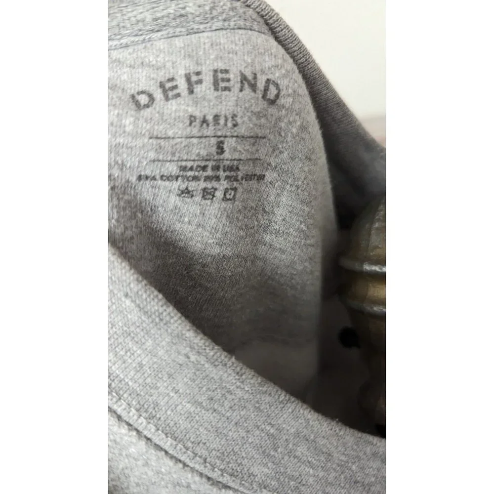 SOLD Defend Paris Unisex Sweatshirt Size Small S AK-47 Pullover Gray Grey - Picture 8 of 8